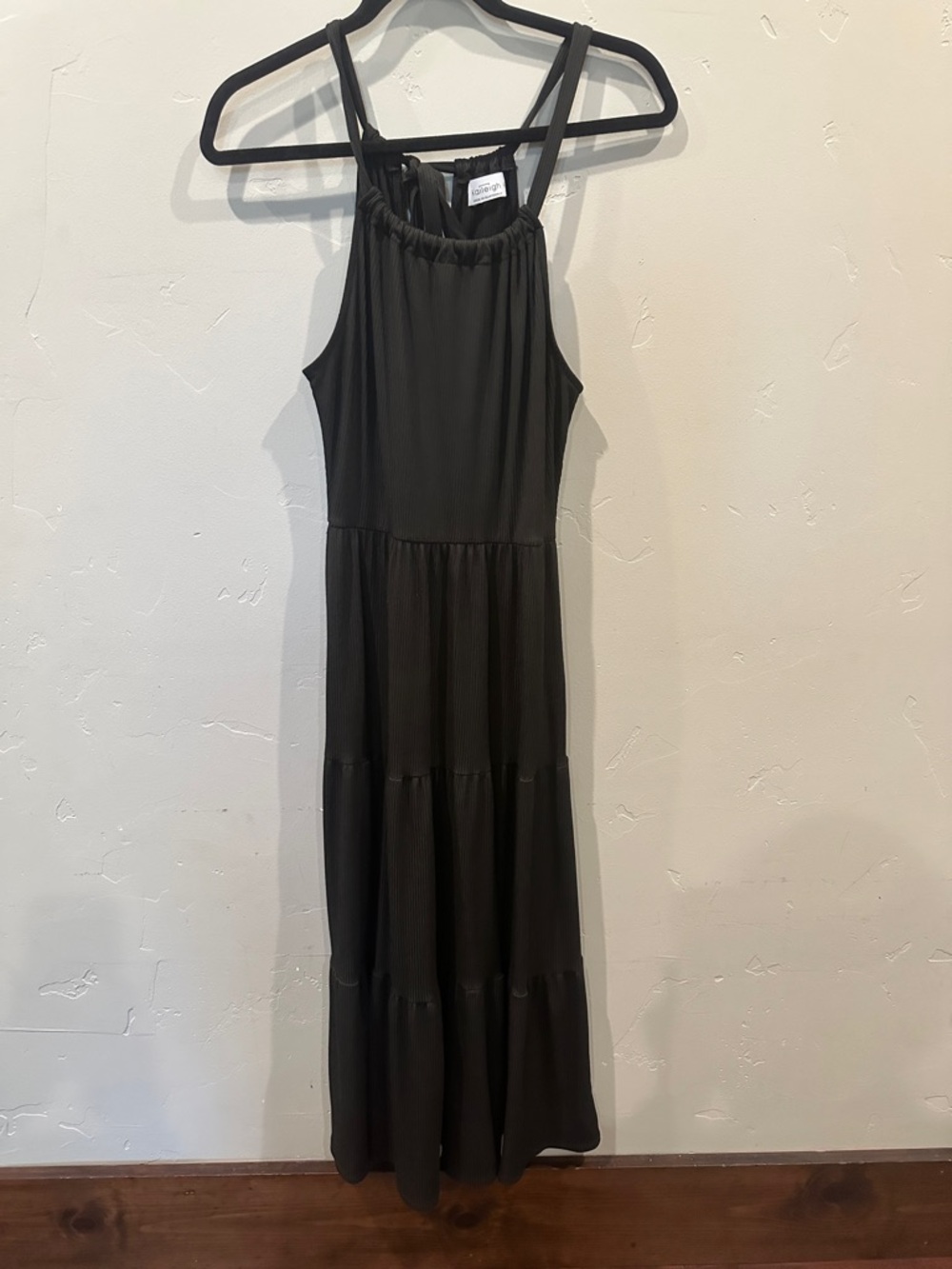 Kaileigh Black Tiered Maxi Halter Dress